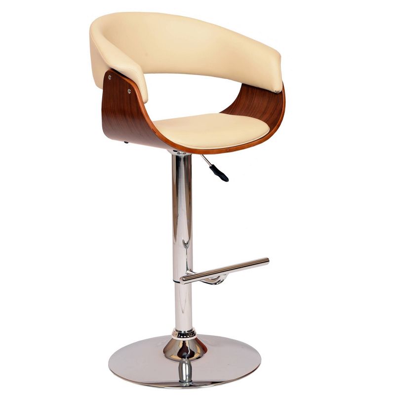 Paris Swivel Barstool Cream/Walnut - Armen Living