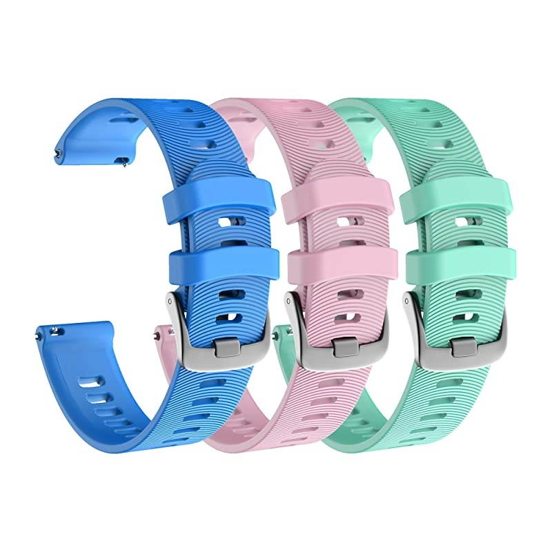 Garmin Forerunner 245 GPS Running Smartwatch with Included  3 Straps Bundle (White Music 010-02120-21, Blue/Pink/Teal)