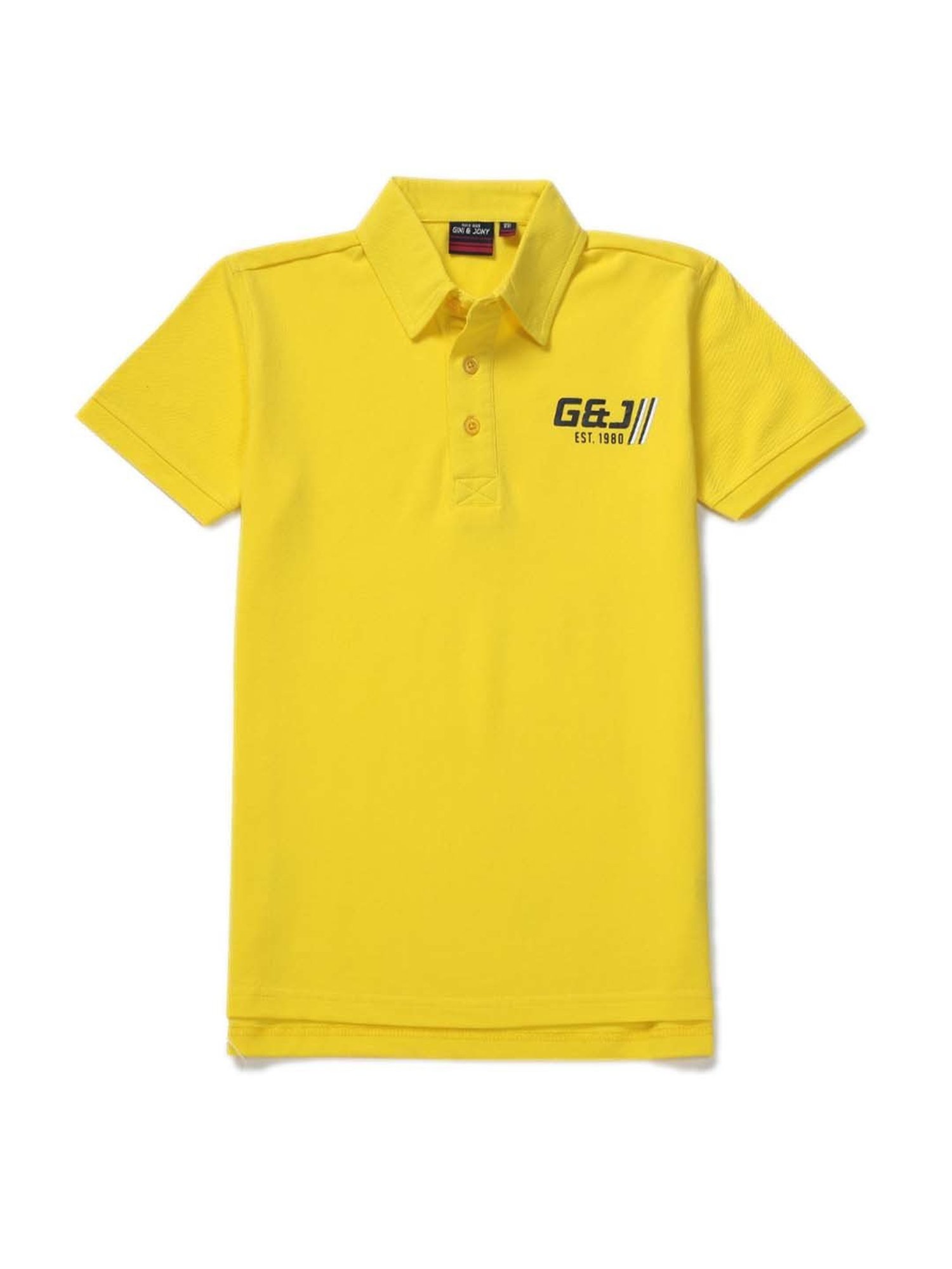 Gini & Jony Kids Yellow Cotton Regular Fit Polo T-Shirt