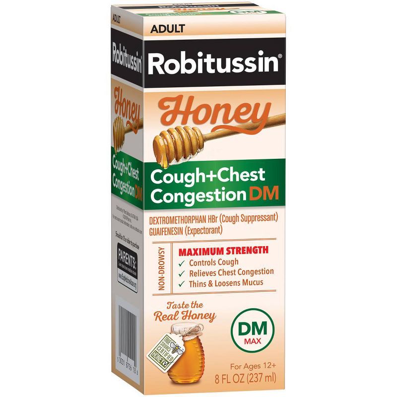 Robitussin Cough + Chest Congestion DM MAX Relief Liquid - Dextromethorphan - Honey - 8 fl oz