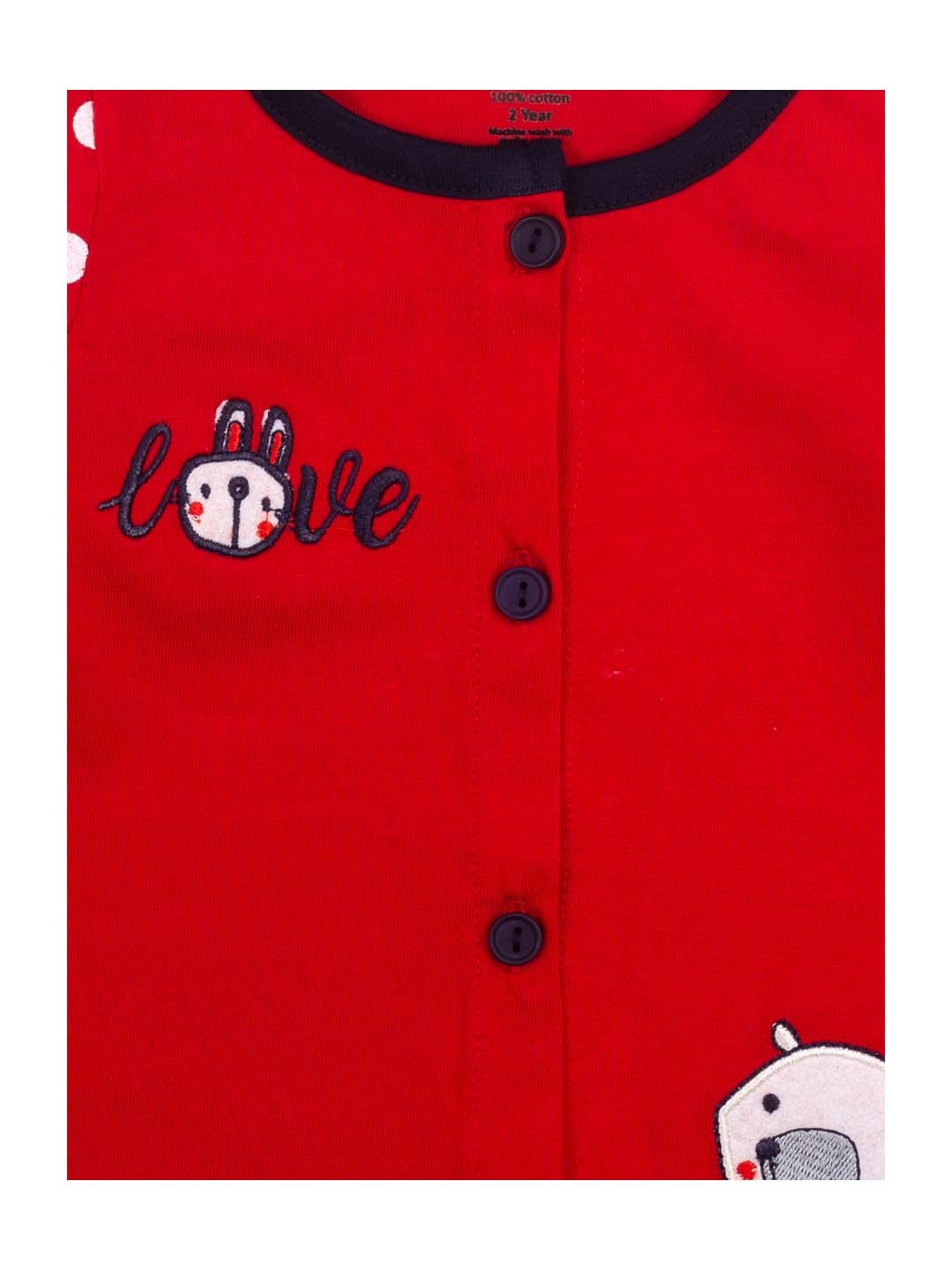 Mee Mee Kids Red Cotton Embroidered Top & Leggings