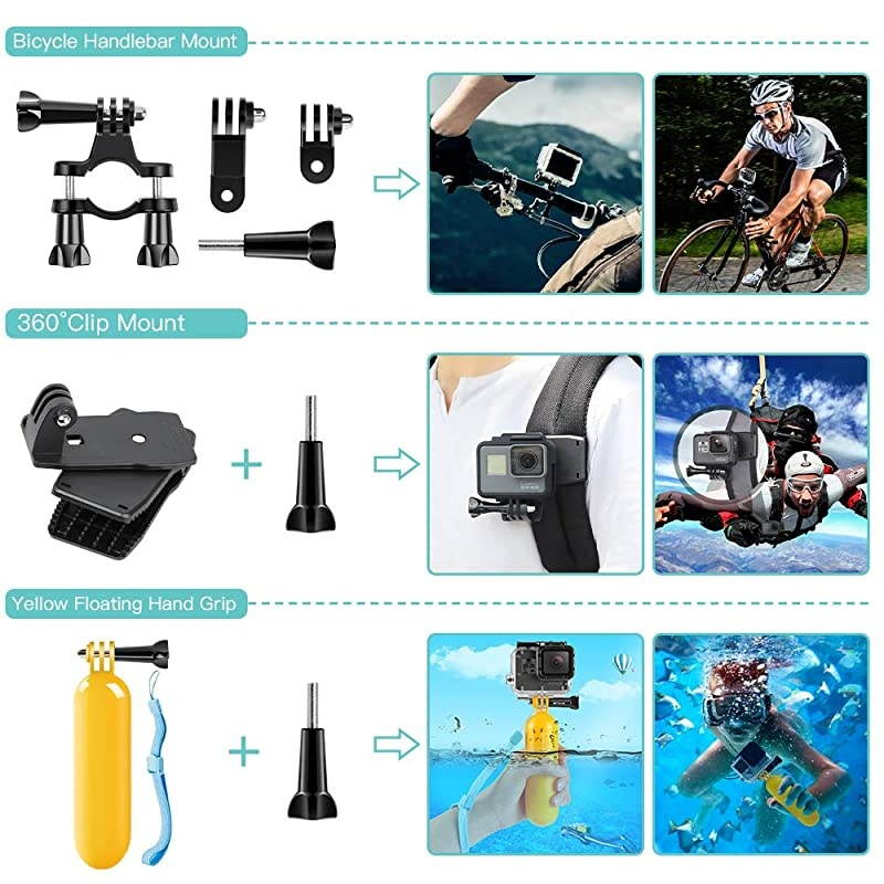 48in1 Accessories Kit for GoPro Hero 8 Max 7 6 5 4 3 3+ 2 1 Black GoPro 2018 Session Fusion Silver White Insta360 DJI AKASO APEMAN YI Campark SJCAM XIAOMI Sony Sports DV Action Camera