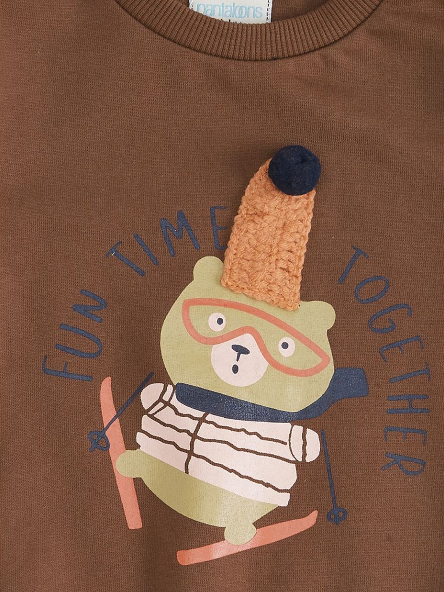 Pantaloons Baby Brown Cotton Printed Full Sleeves Sweatshirt