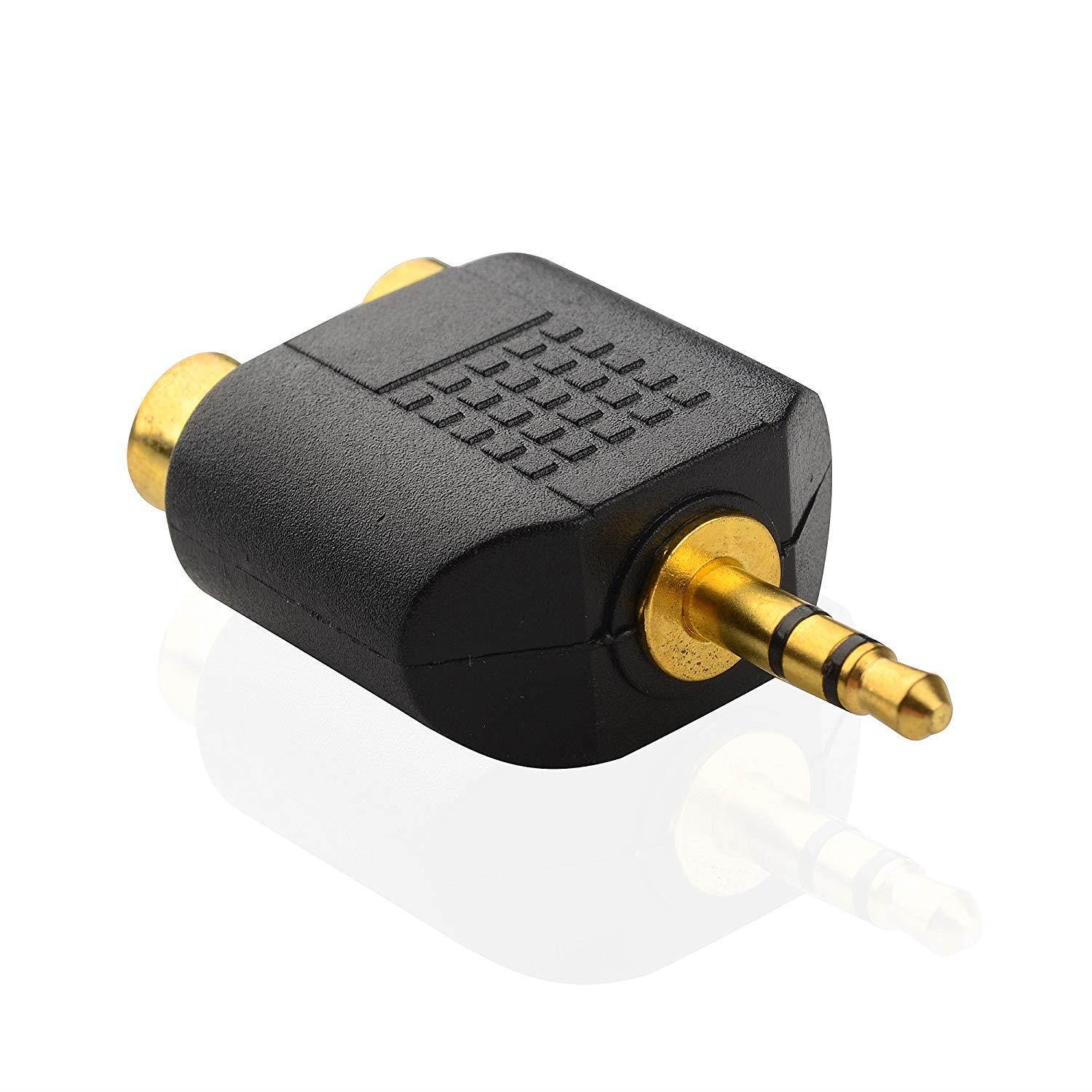 Cable Matters 5-Pack, Gold Plated 3.5mm Stereo to 2-RCA Male to Female Adapter