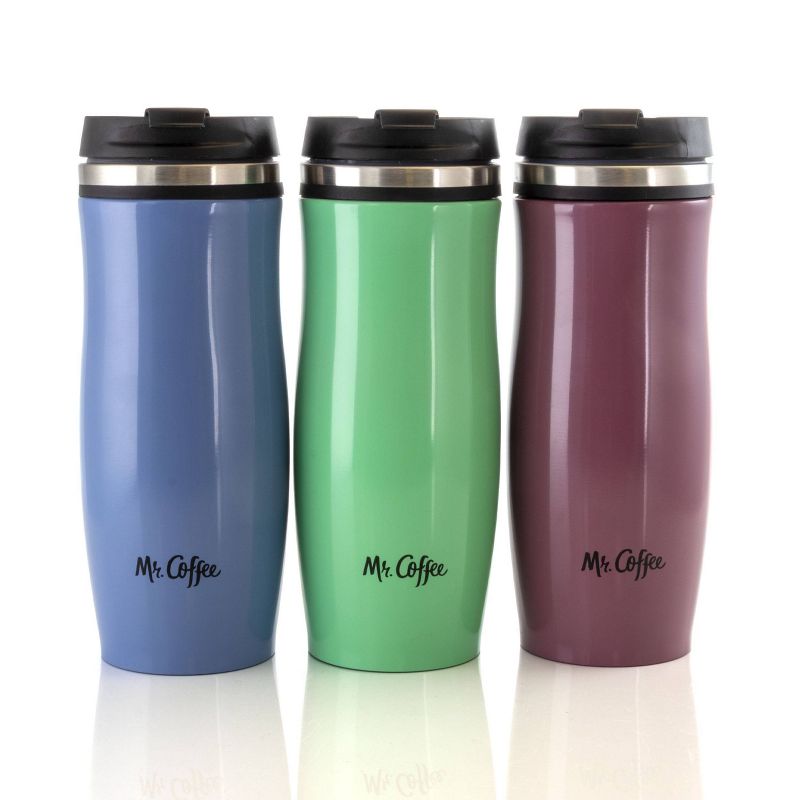 Mr. Coffee 12.5oz 3pk Stainless Steel Insulated Thermal Travel Mugs
