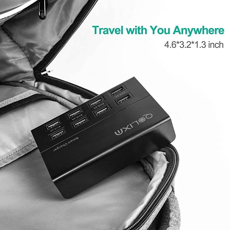 USB Charger,  8 Ports Charging Station (50W/10A) Multi Port USB Charger Hub Tablets & Multiple USB Devices