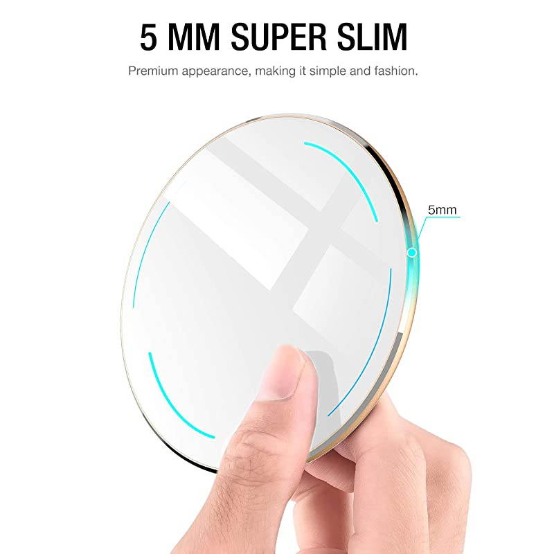 W1 Wireless Charger Ultra Thin Aviation Aluminum Fast Charging Pad NO AC Adapter Gold