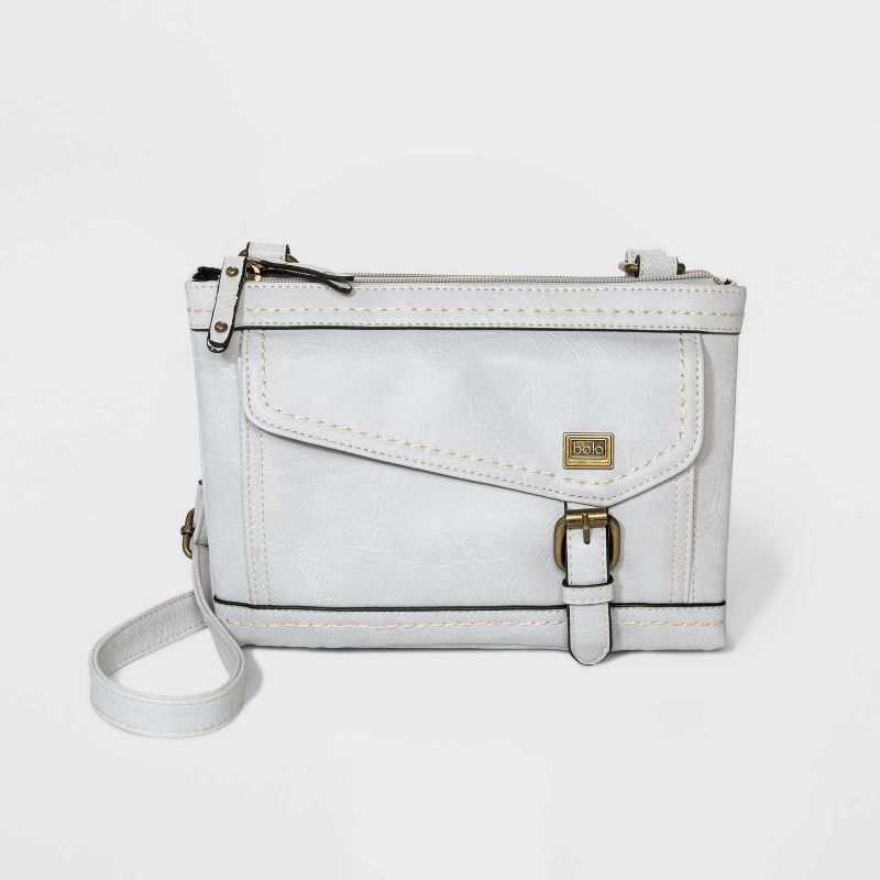 Bolo Zip Closure Crossbody Bag - Light Gray
