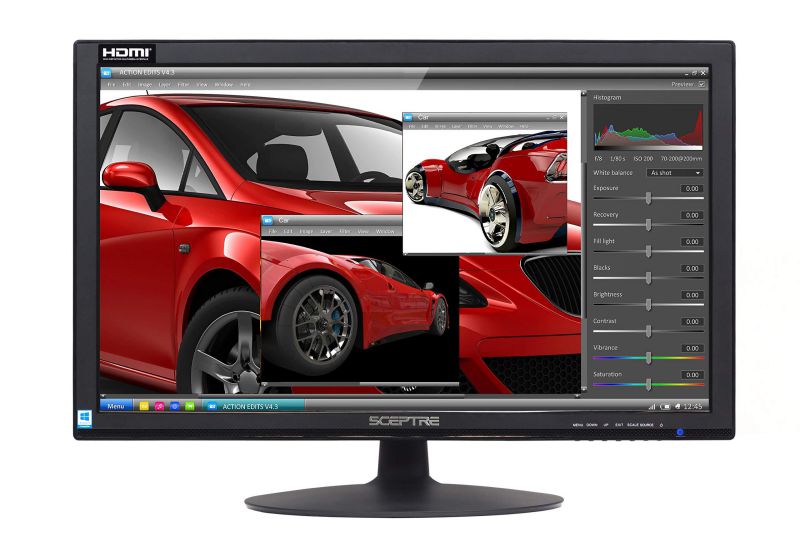 Sceptre 24" 75Hz Full HD 1080P LED Monitor HDMI VGA Build In Speakers, Brushed Black 2019 (E248W-19203RS)