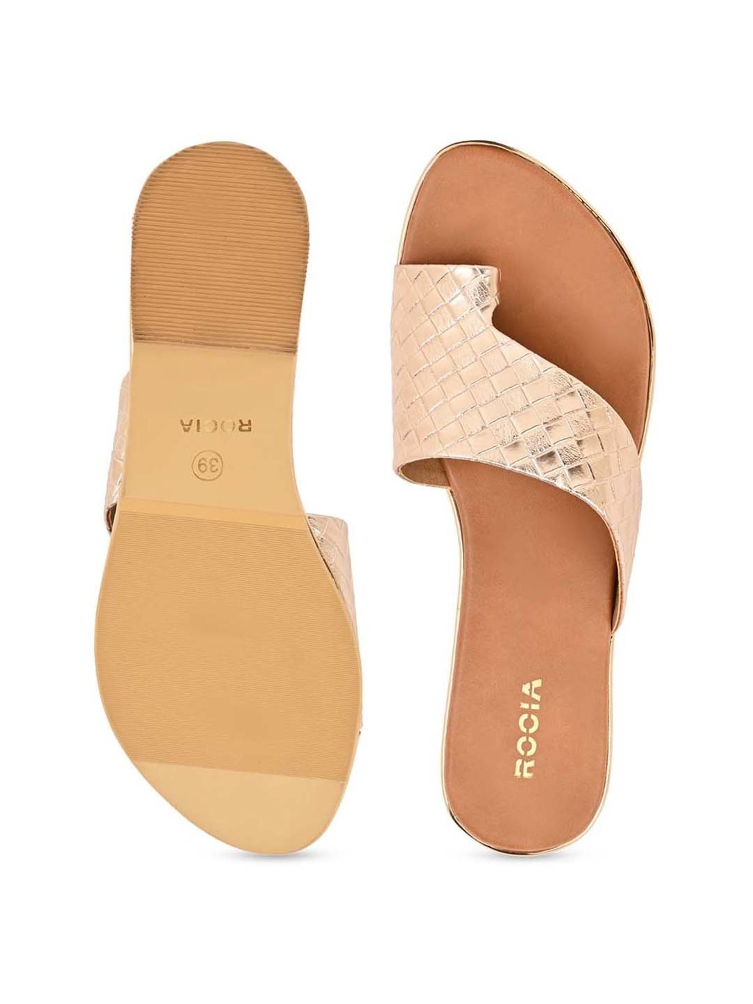 Rocia by Regal Women's Rose Gold Toe Ring Sandals