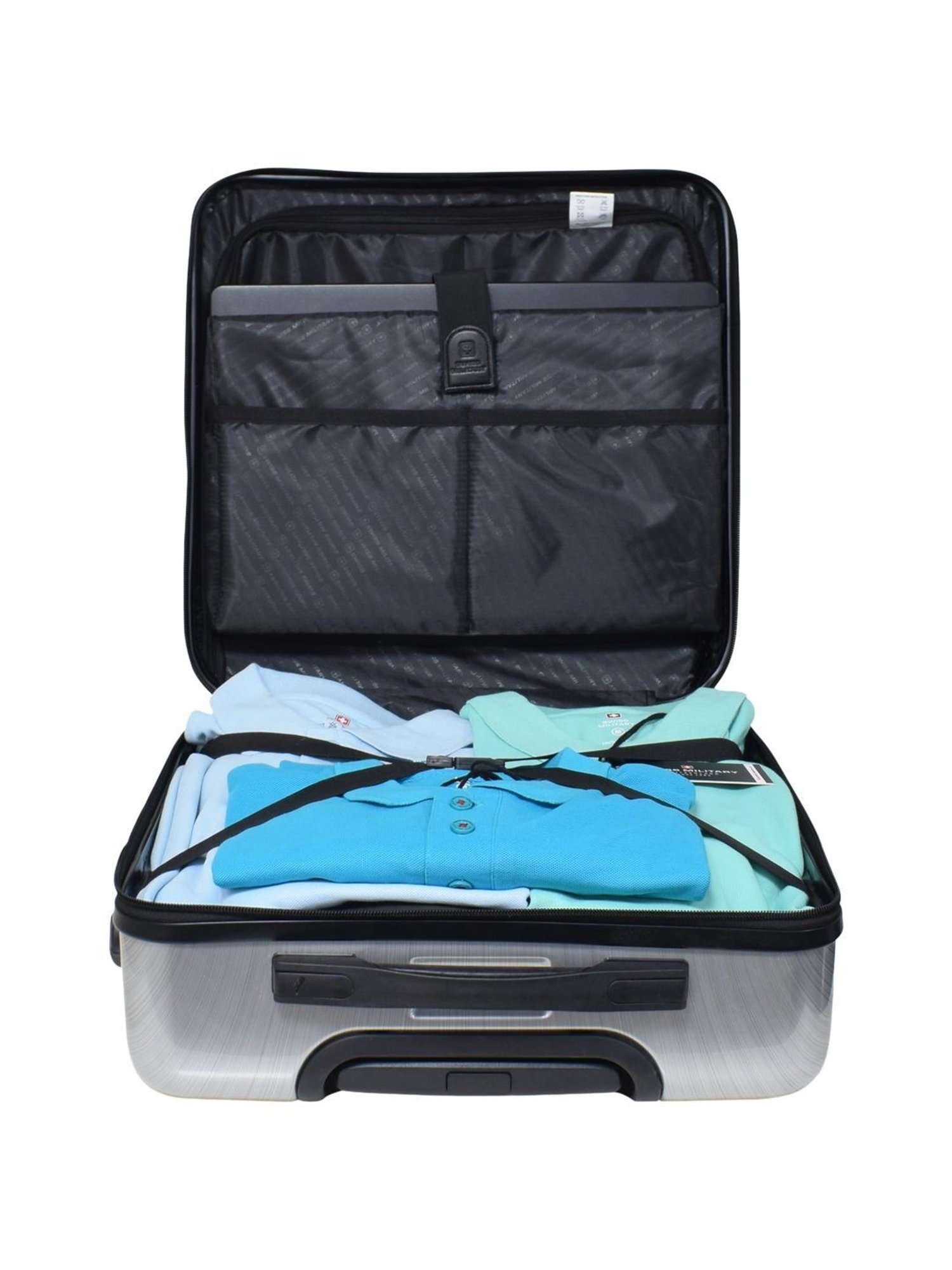 Swiss Military Silver 8 Wheels Small Carry-On Luggage