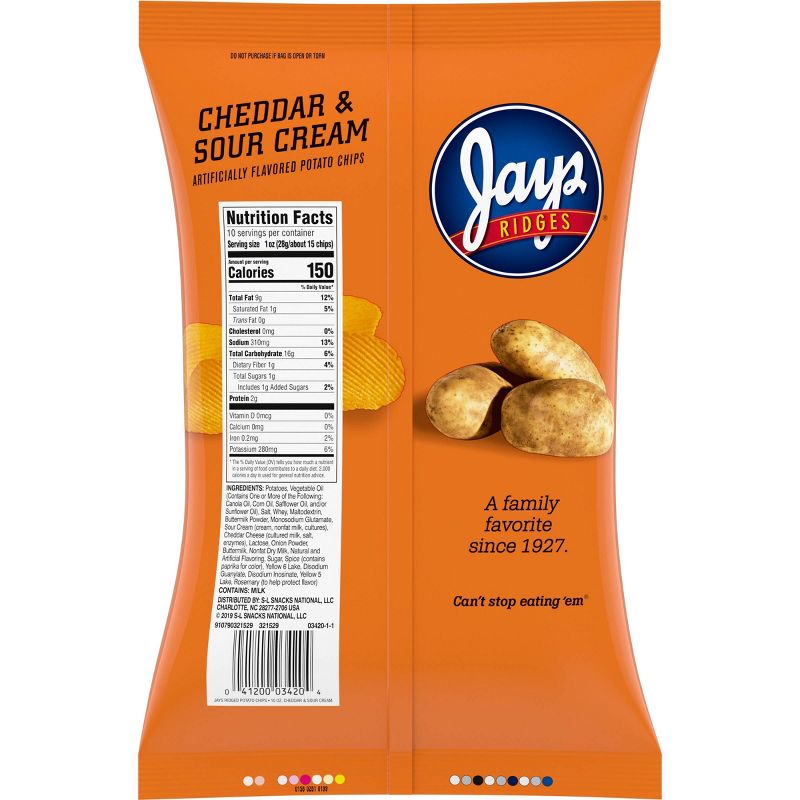 Jays Ridges Cheddar & Sour Cream Potato Chips - 10oz