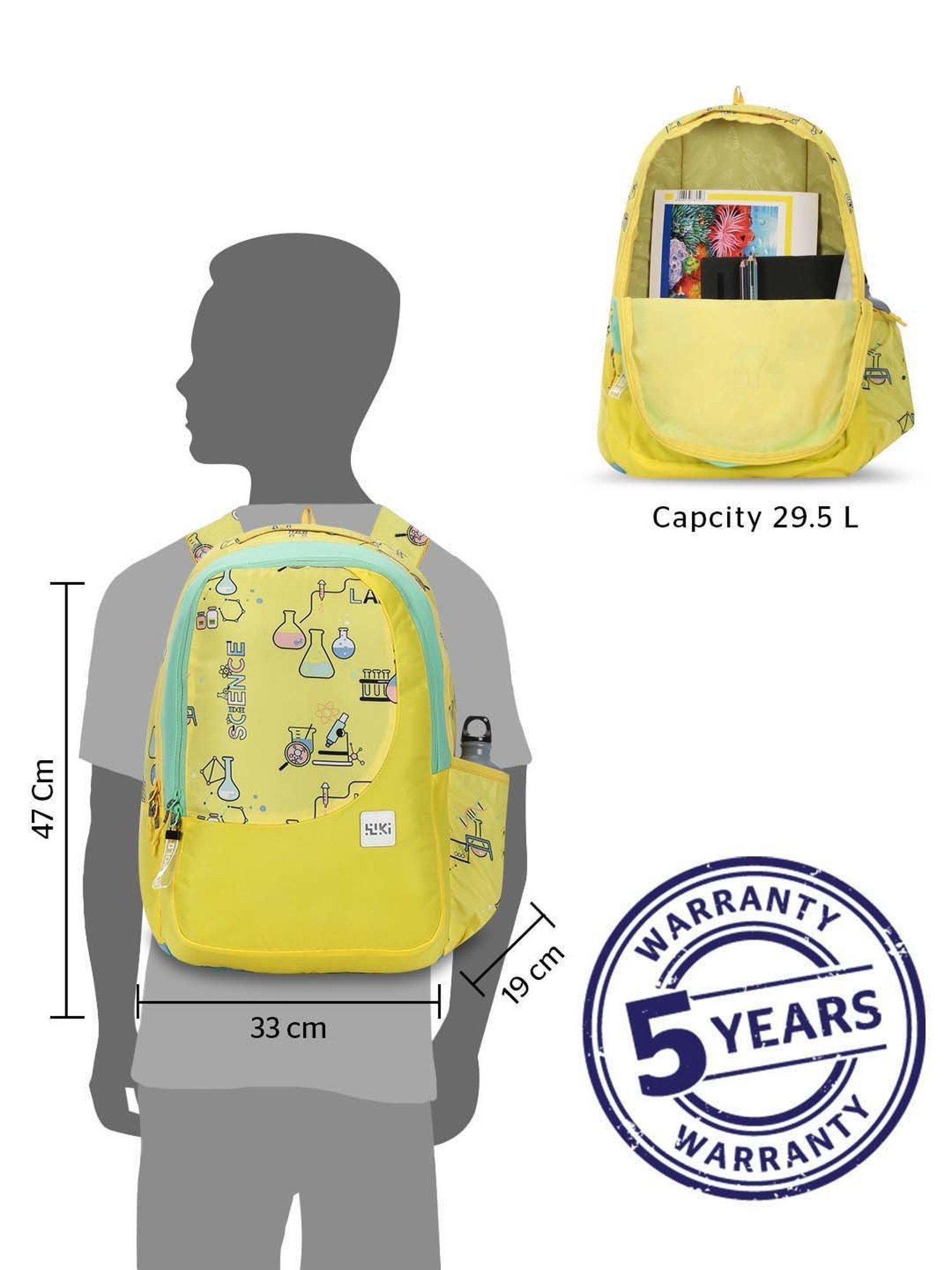Wiki 29.5 Ltrs Yellow Medium Backpack