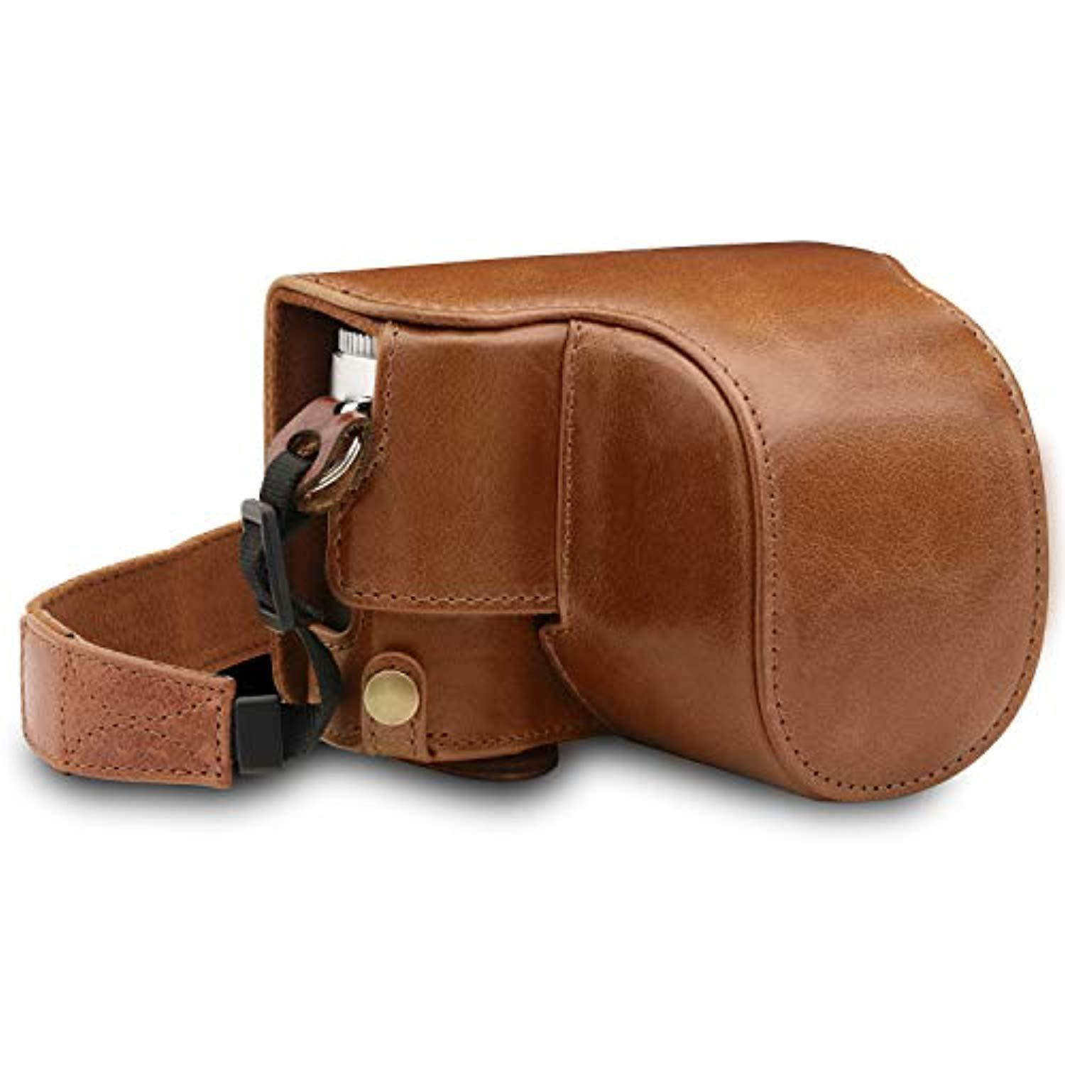 megagear mg1606 ever ready genuine leather camera case compatible with leica dlux 7  brown