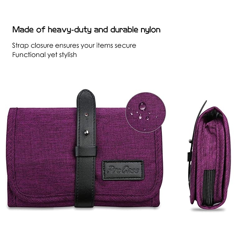 Travel Gadgets Organizer Bag, Universal Electronic Accessories Cable Roll-Up Pouch Portable Gear Storage Carrying Cover for Cords SD Memory Cards Earphone Hard Drive &ndash;Purple