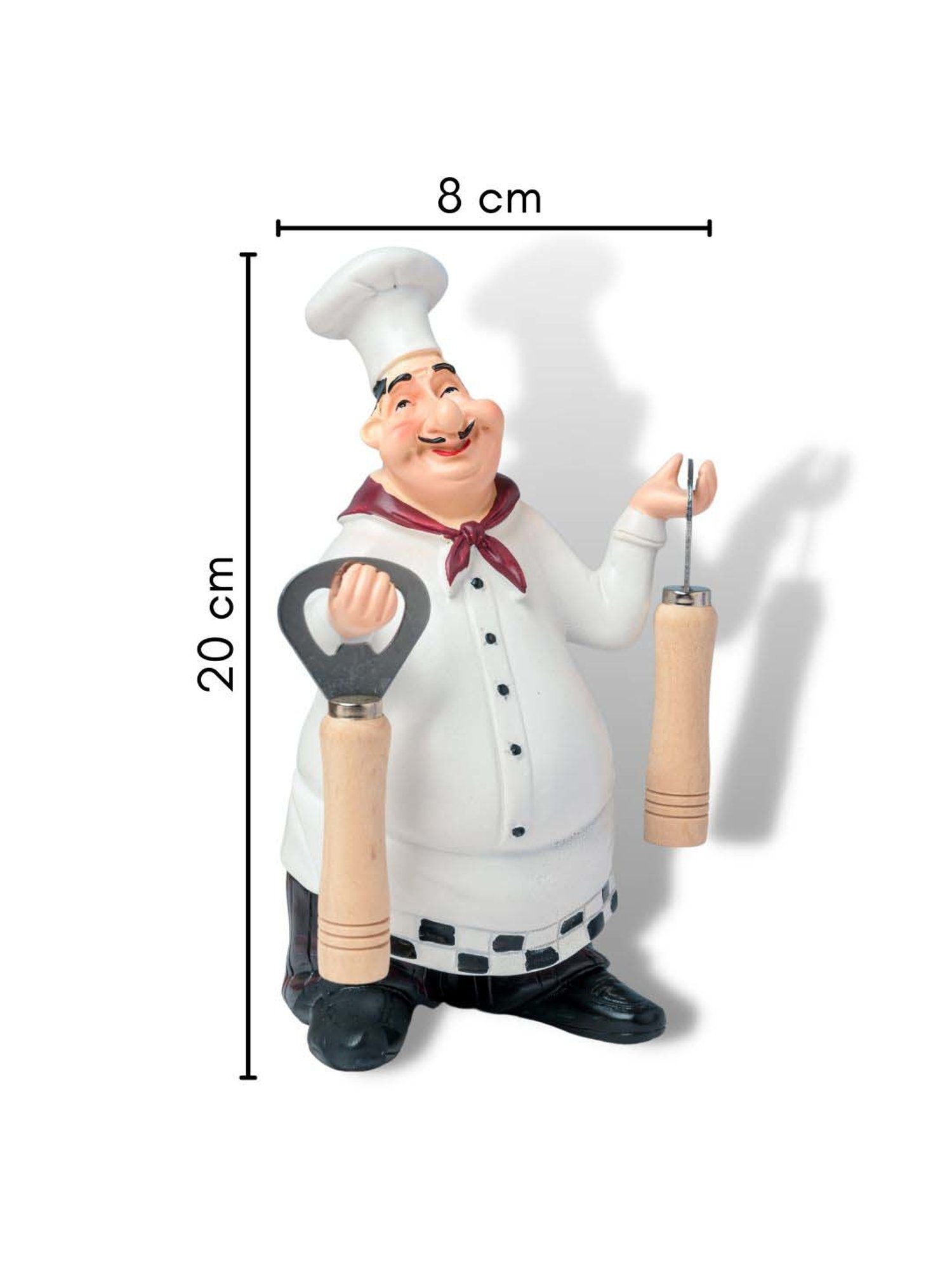 Nestasia Multicolor Resin Table Chef Decor Showpiece with Bottle Opener for Dining Table (9.2 Inch)