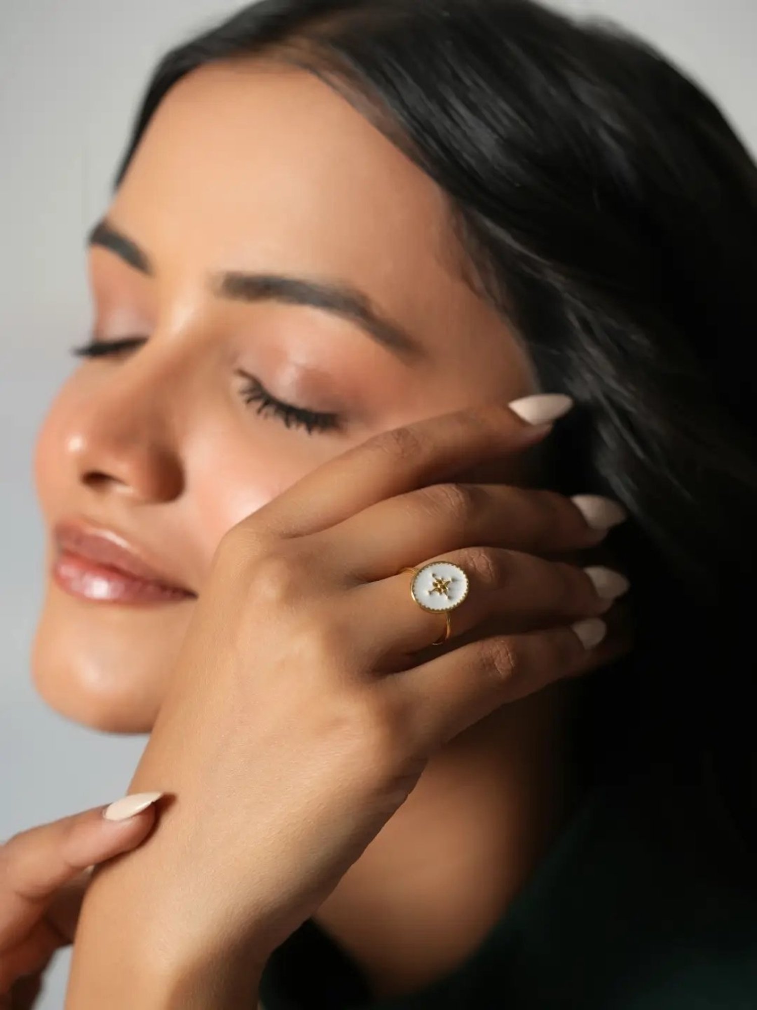 Mabel 92.5 Sterling Silver 18k Gold-Plated Star Signet Adjustable Ring