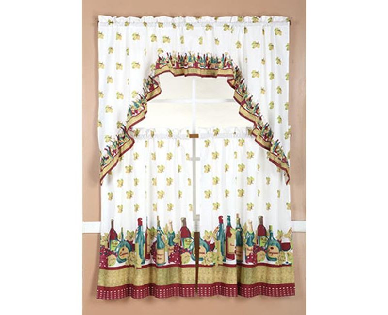 Ramallah Trading Ruffle Wine Tier and Valance - 60 x 36, Multicolored