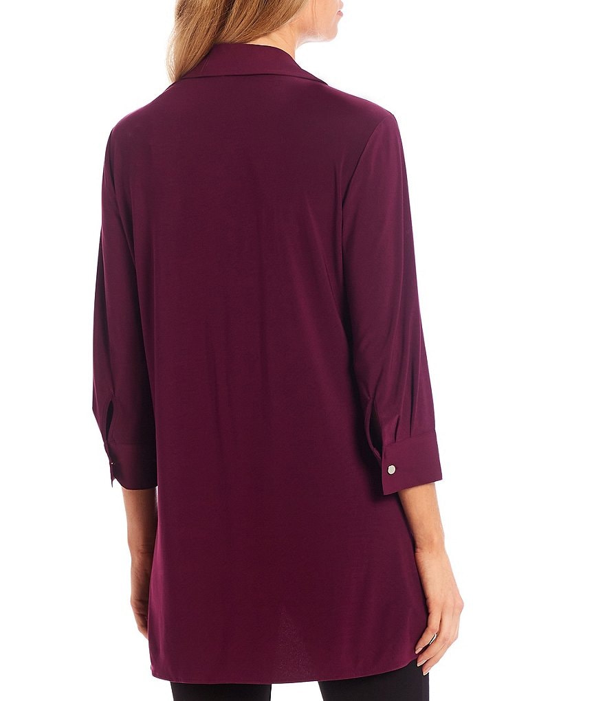 Slim Factor by Investments Bridget 3/4 Sleeve Button Front Hi-Low Top