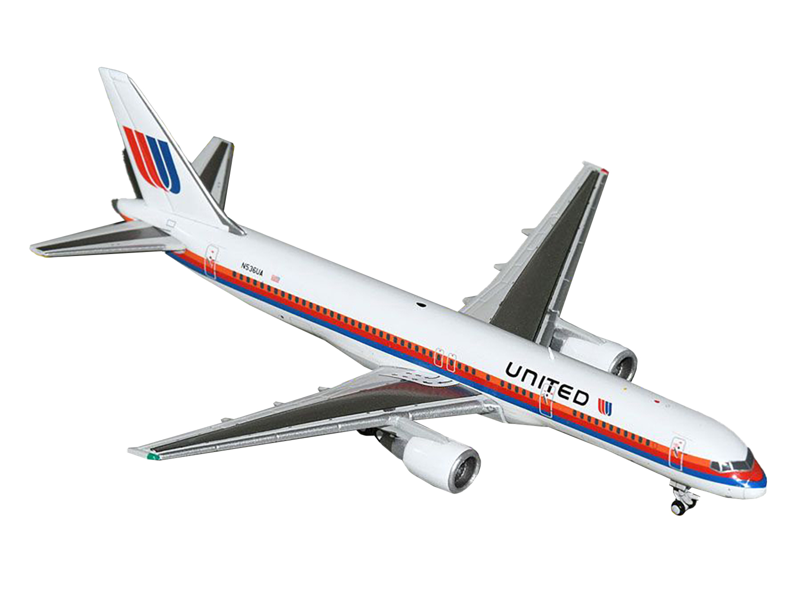 Boeing 757-200 Commercial Aircraft "United Airlines" (N536UA) White with Stripes 1/400 Diecast Model Airplane by GeminiJets