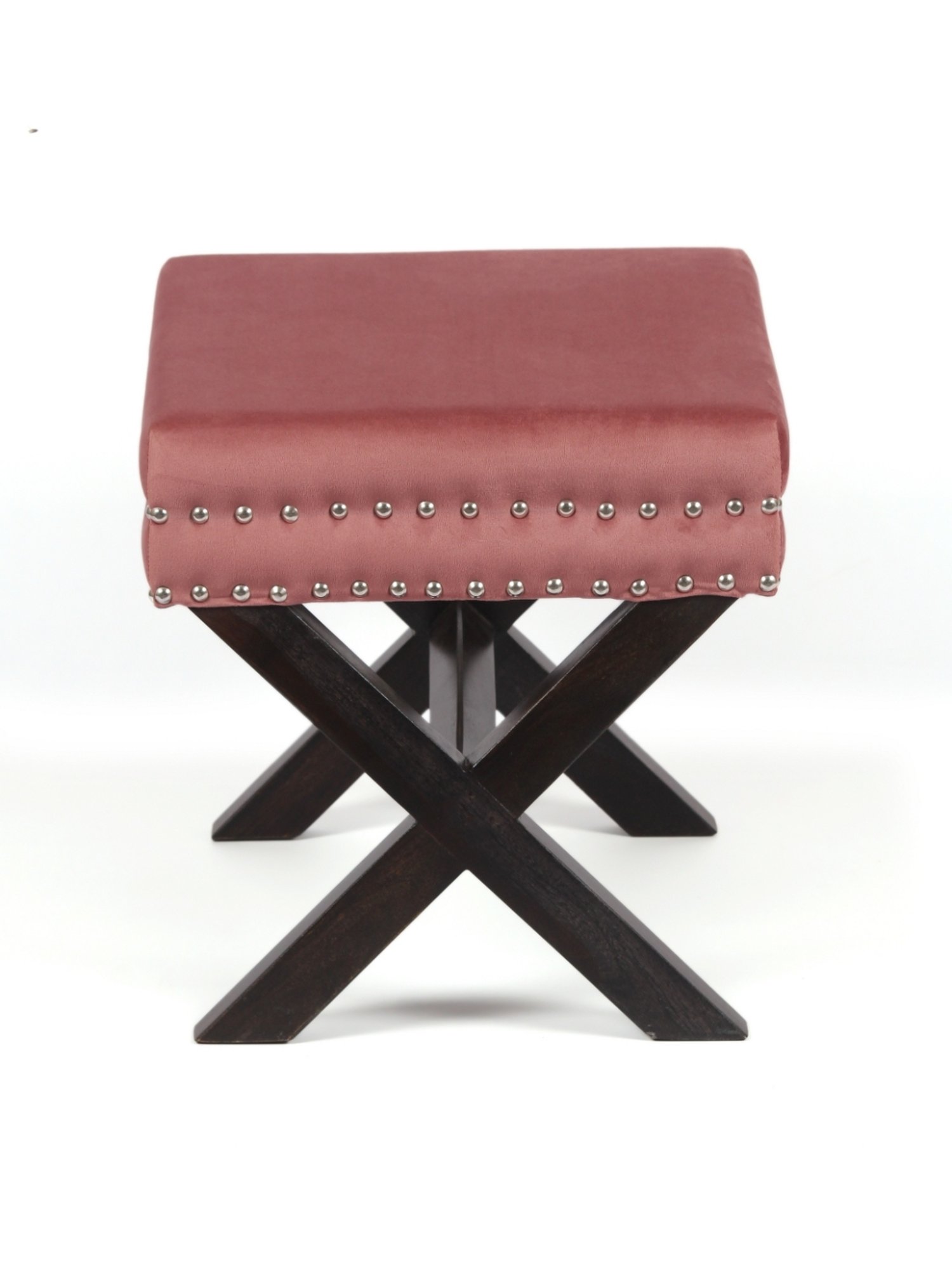 Ikiriya Rosslyn Solid Pink & Brown Wood Stool