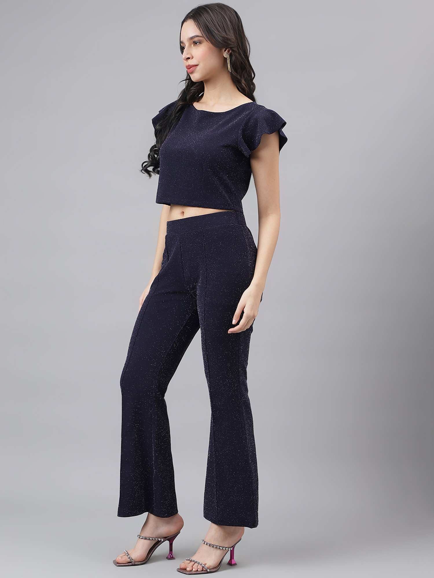 Latin Quarters Navy Crop Top With Pants