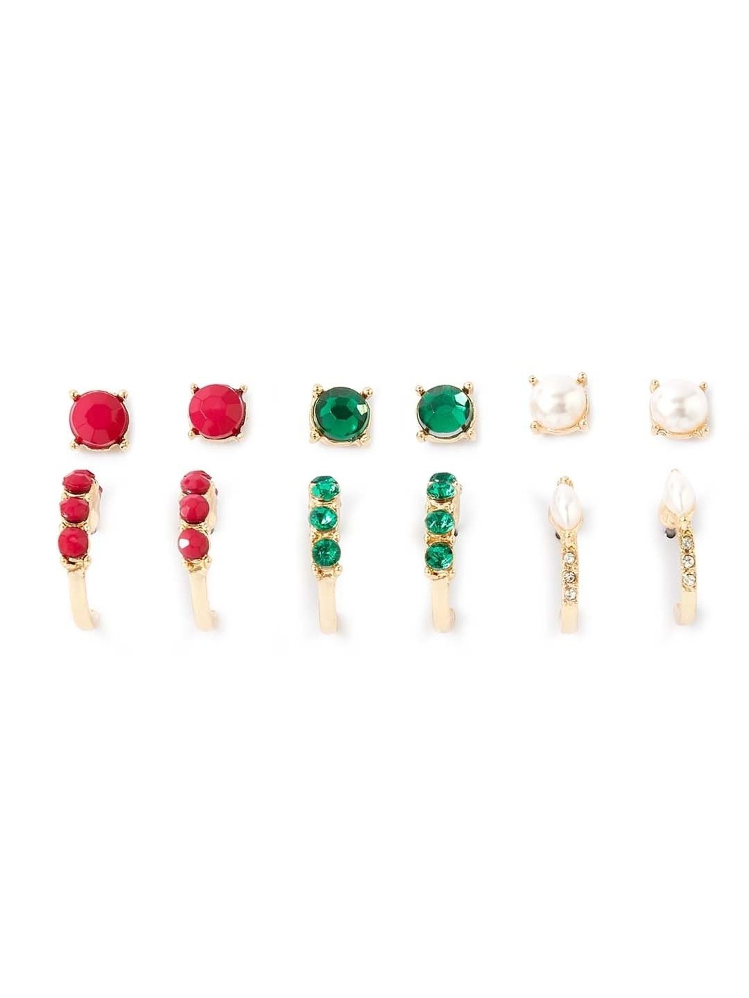 Accessorize London Willow Multicolor Stud & Hoop Earrings - Set of 6