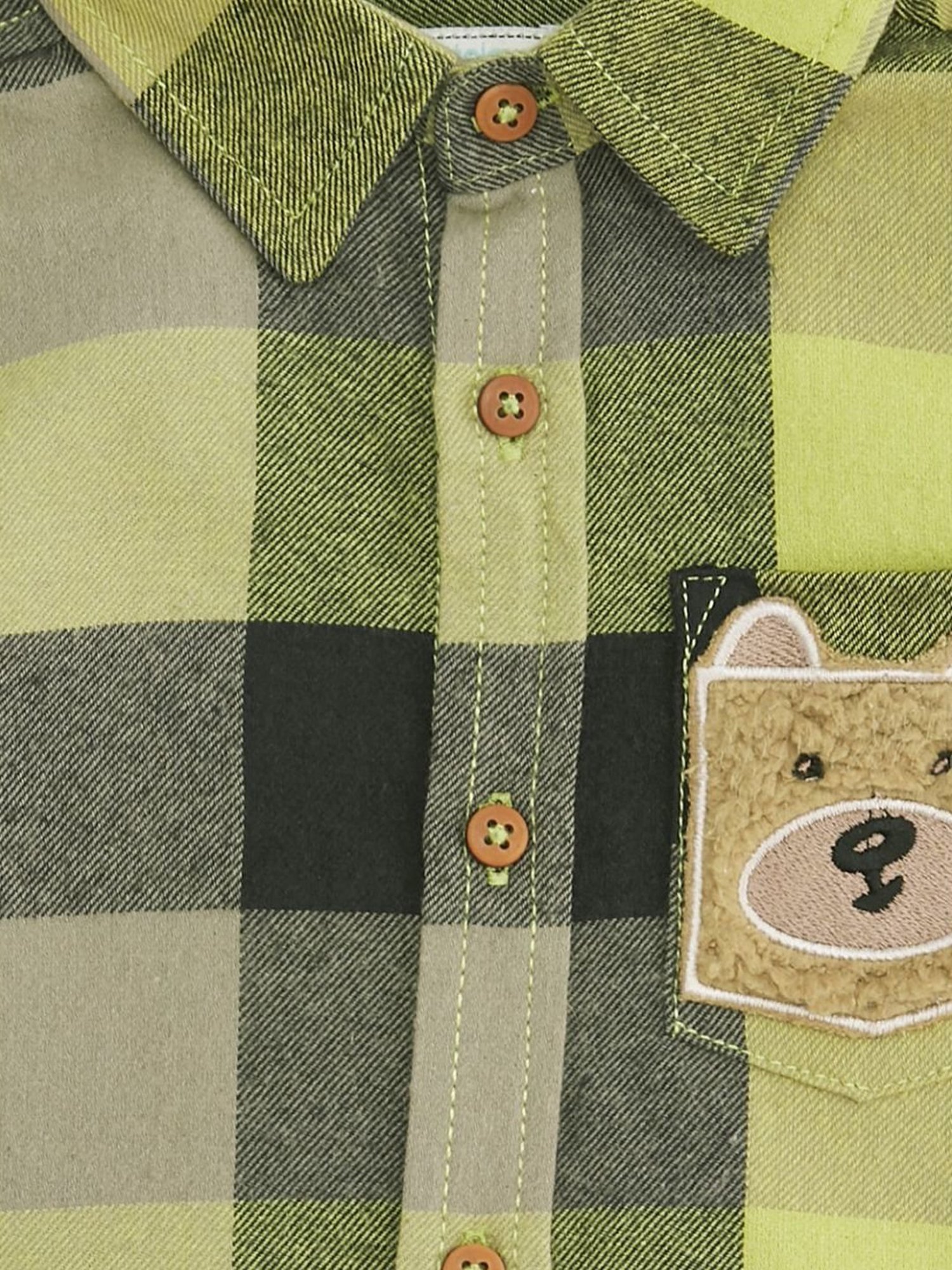 Pantaloons Baby Green Cotton Chequered Full Sleeves Shirt