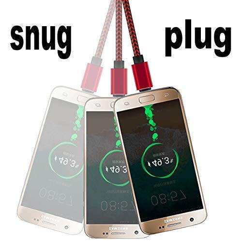 2 Pack 10Ft Android Charger Cable Micro USB Charging Cord 2A Fast Quick Power and Data Sync for Samsung Galaxy S7/S6 Edge/Plus/Active, J7 J3, Note 5/4, PS4 Xbox One Controller, LG G4, Moto G5 - Red