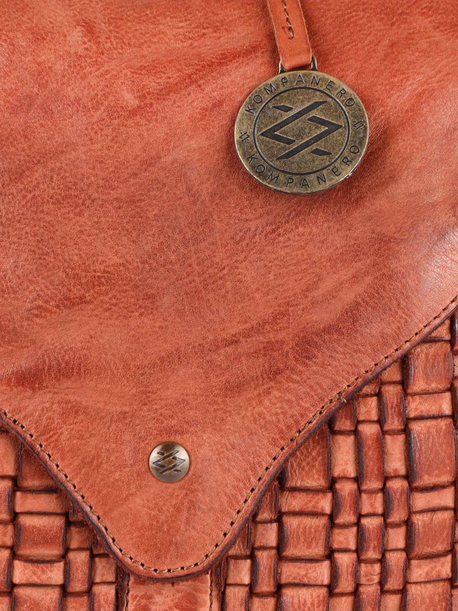 KOMPANERO Mia Cognac Leather Solid Backpack