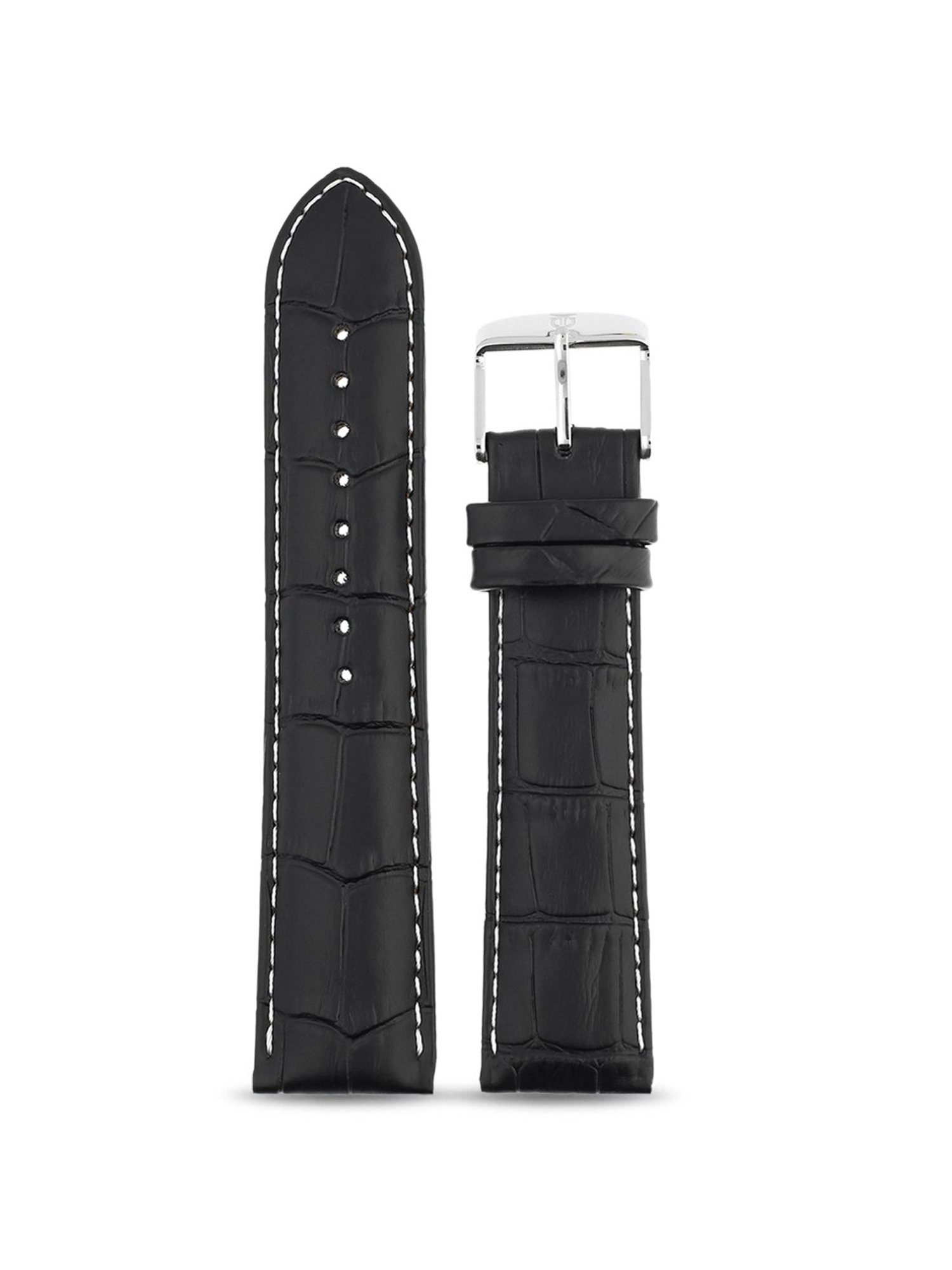 22MM BLACK Titan Genuine Leather Strap for MEN