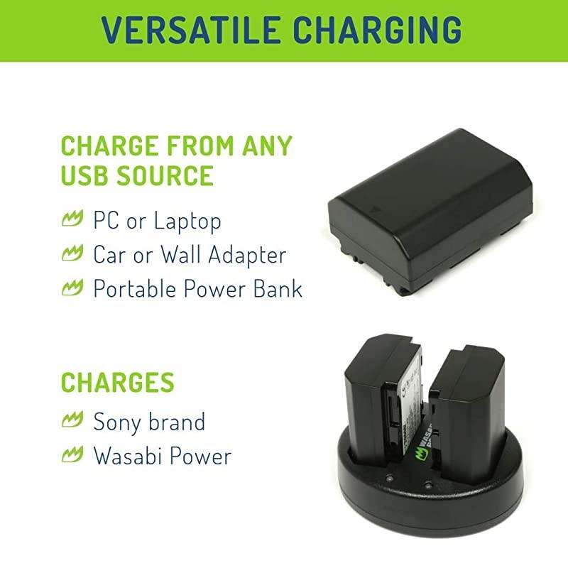 Battery 2Pack and Dual USB Charger for Sony NPFZ100 BCQZ1 and Sony a7 III a7R III a7R IV a9 a6600