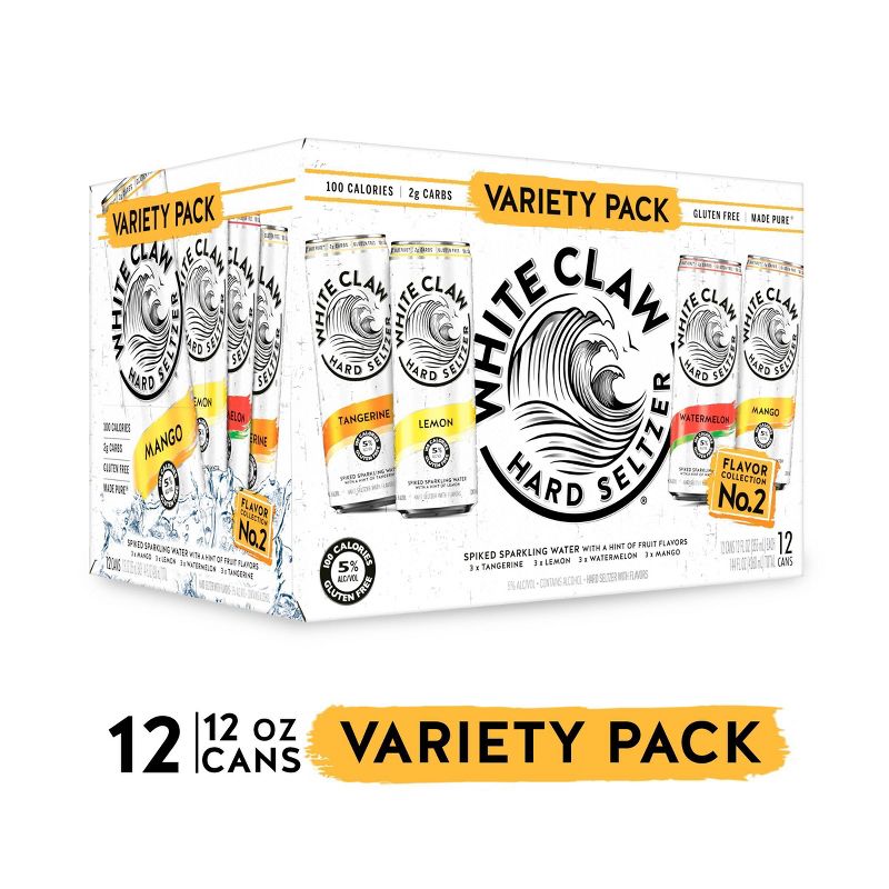 White Claw Hard Seltzer Variety Pack No. 2 - 12pk/12 fl oz Slim Cans