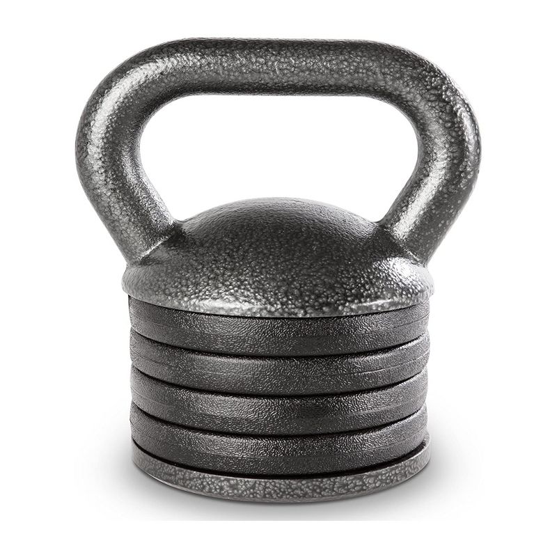 Apex Adjustable Cast Iron Kettlebell Full Body Strength Training Fitness Weight with 15 Pound Handle, 4 Removable Spacer Disks, and 5 Pound Bottom