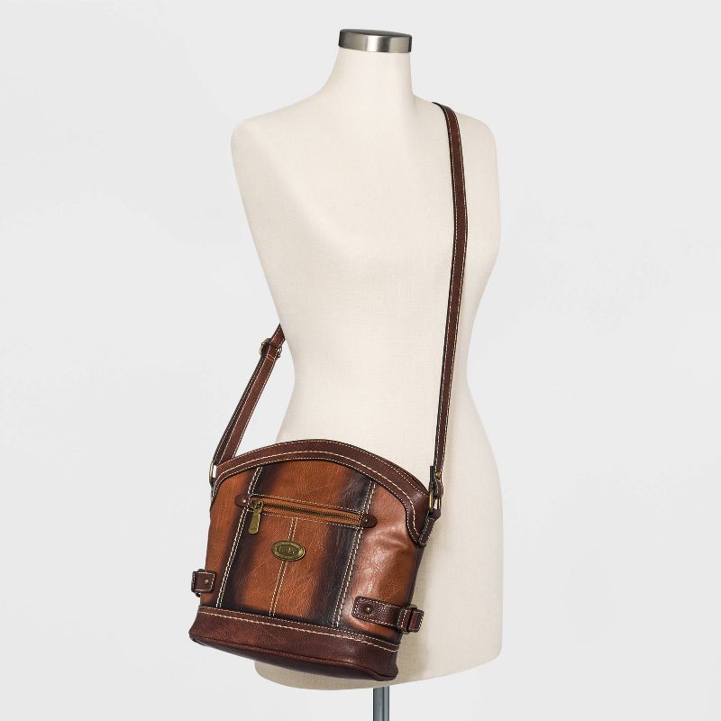 Bolo Zip Closure Dome Crossbody Bag - Brown