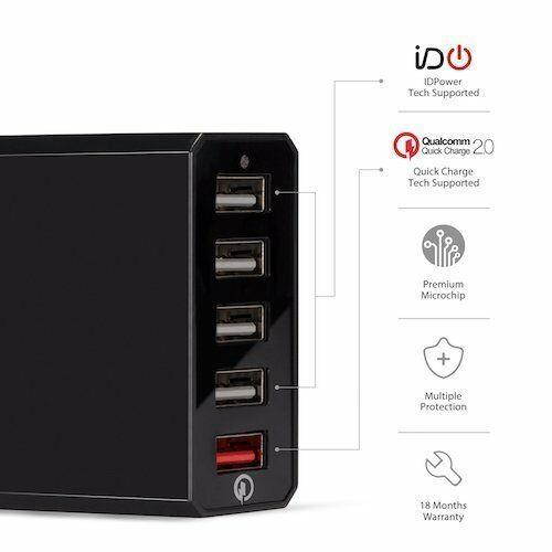 Quick Charge 2.0 40W Multi-Port USB Desktop Charging Ston Dock with Smart IC
