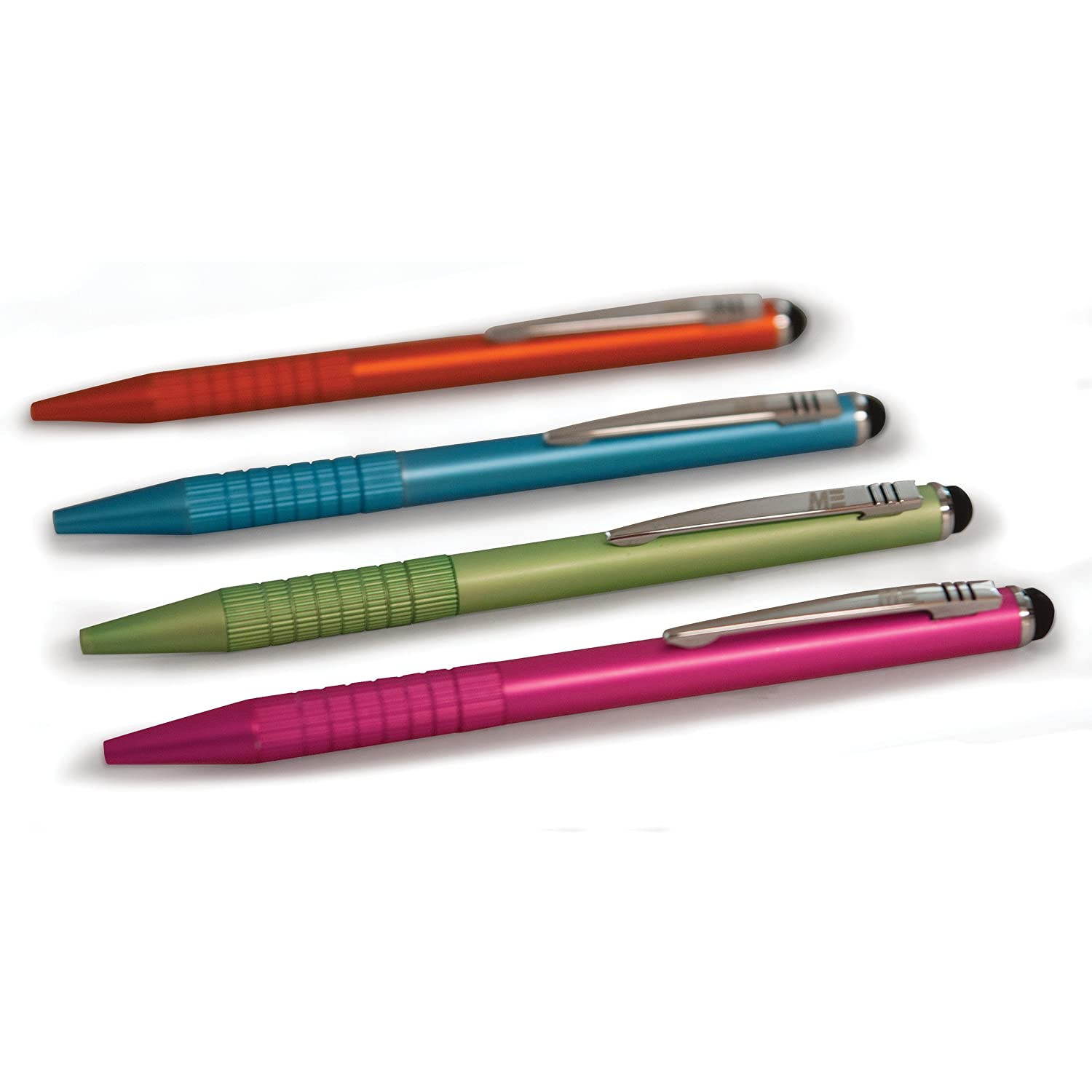 Mobile Edge AlumiTech Tablet and Touch Screen Capacitive Stylus and Ballpoint Pen Combo, 4 Pack Multi-Colors, Aluminum Barrel with Machined Grip MEASPA4