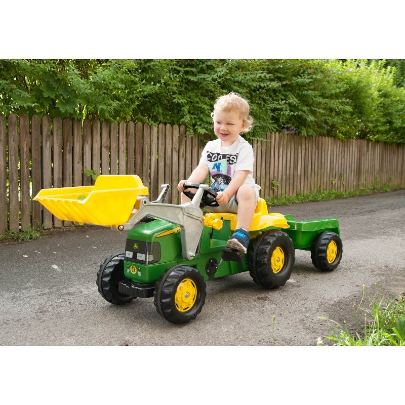 Rolly Toys John Deere Pedal Tractor w/ Working Front Loader & Detachable Trailer