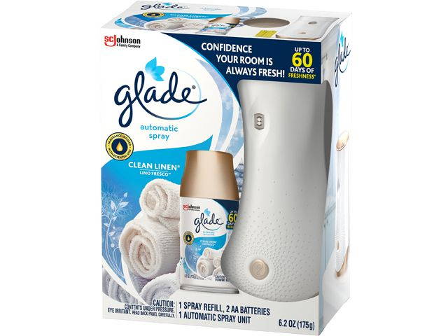 San Jamar 310916CT Glade Clean Linen Automatic Spray Kit - Spray - Clean Linen - 60 Day - 4 / Carton - Long Lasting