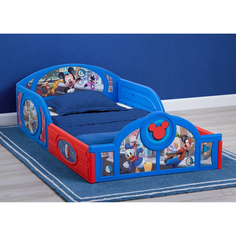 Disney Mickey Mouse Plastic Sleep and Play Toddler Bed with Attached Guardrails - Delta Children