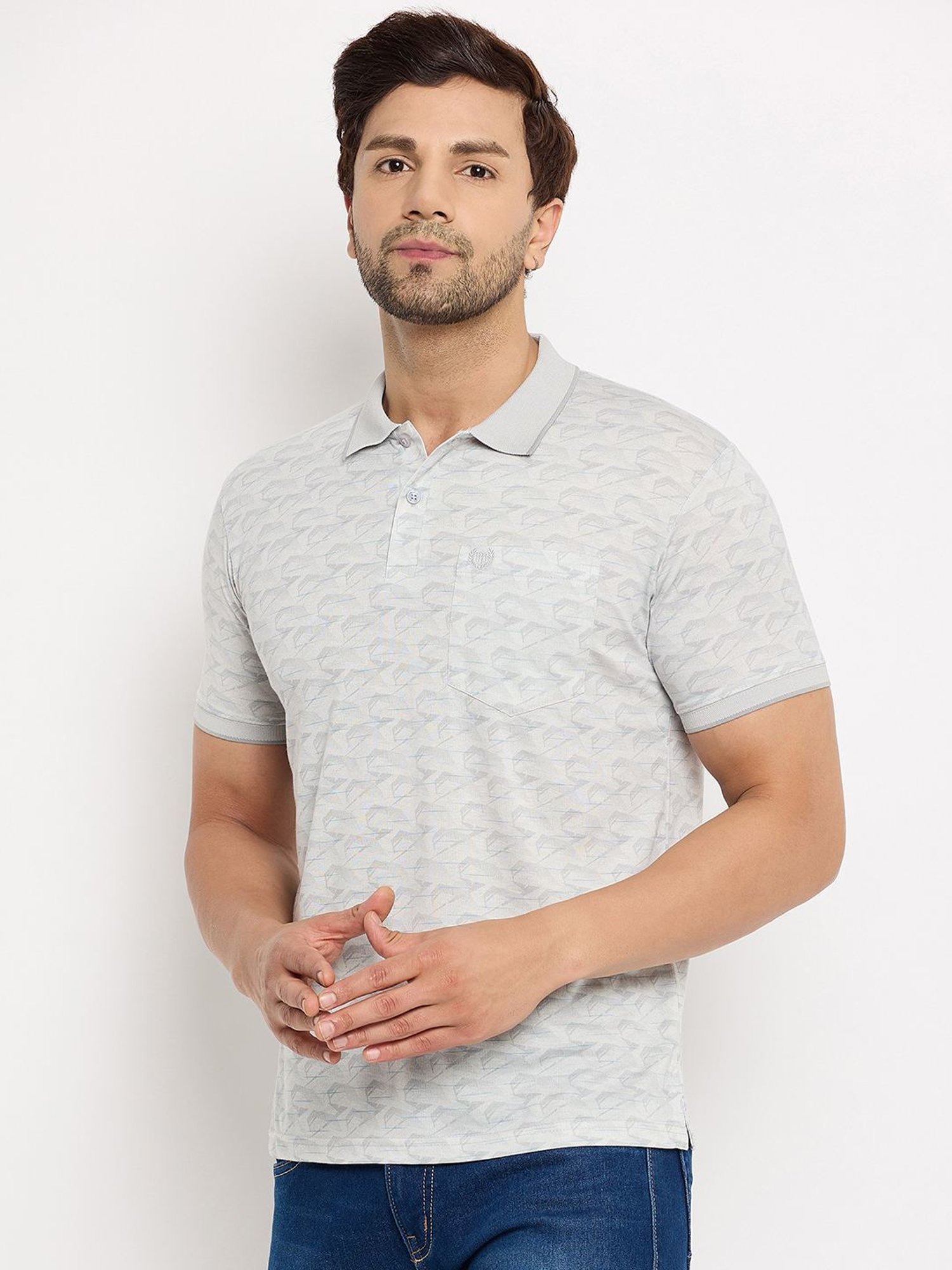 Duke Grey Regular Fit Printed Polo T-Shirt