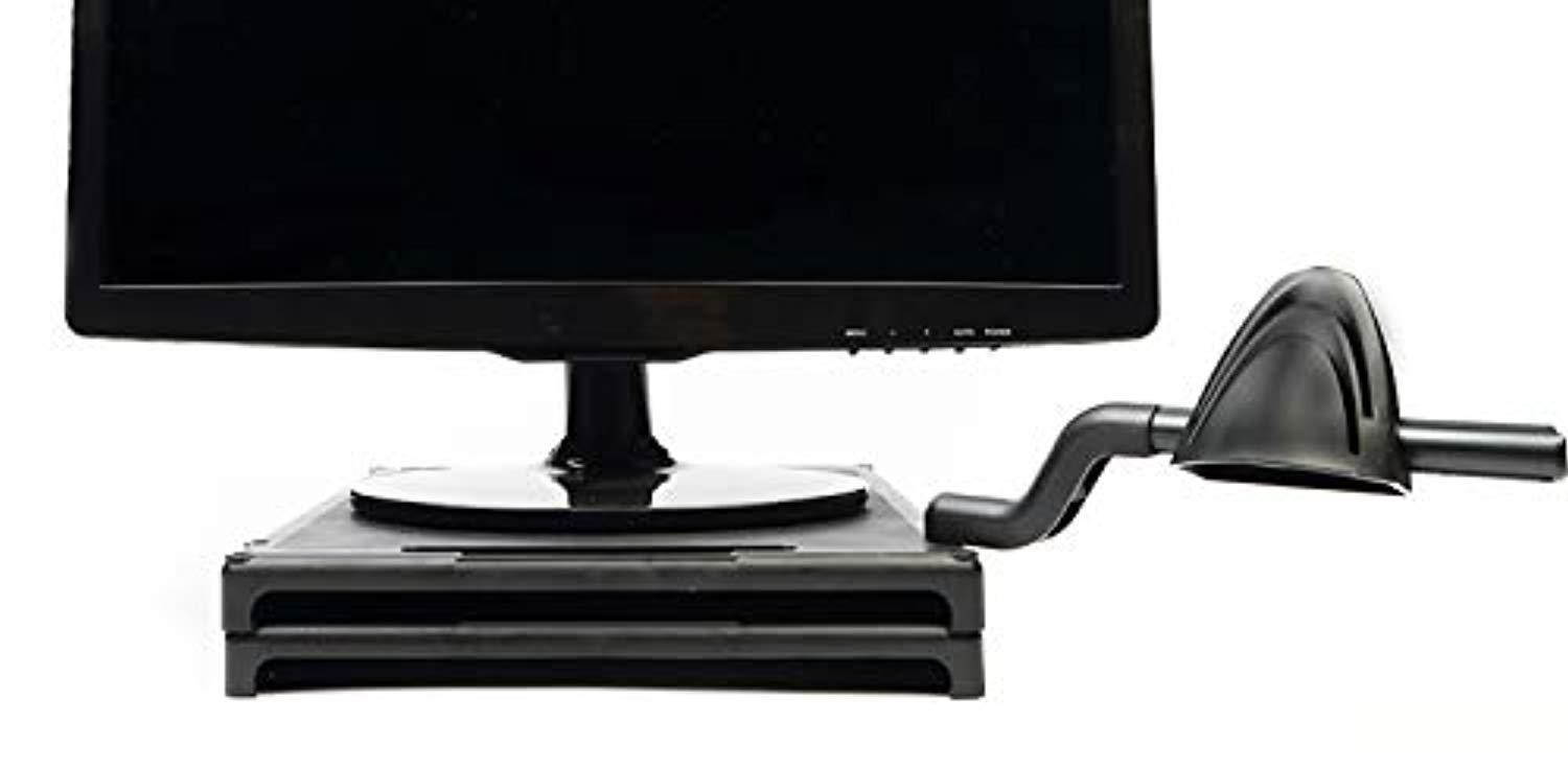 vu ryte stackable computer monitor stand with adjustable document holder, black base, desktop ergonomics (vur 2477)