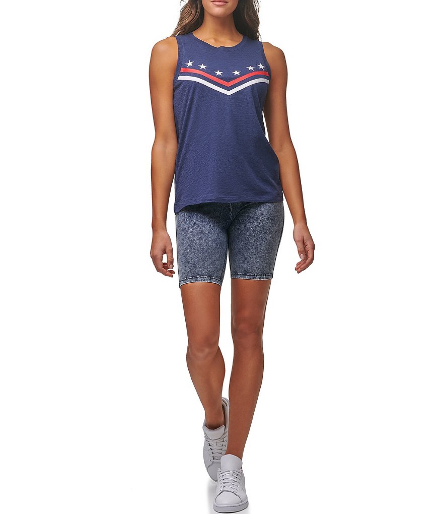 J.McLaughlin Durham Sleeveless Ruffle V-Neck Denim Blouse