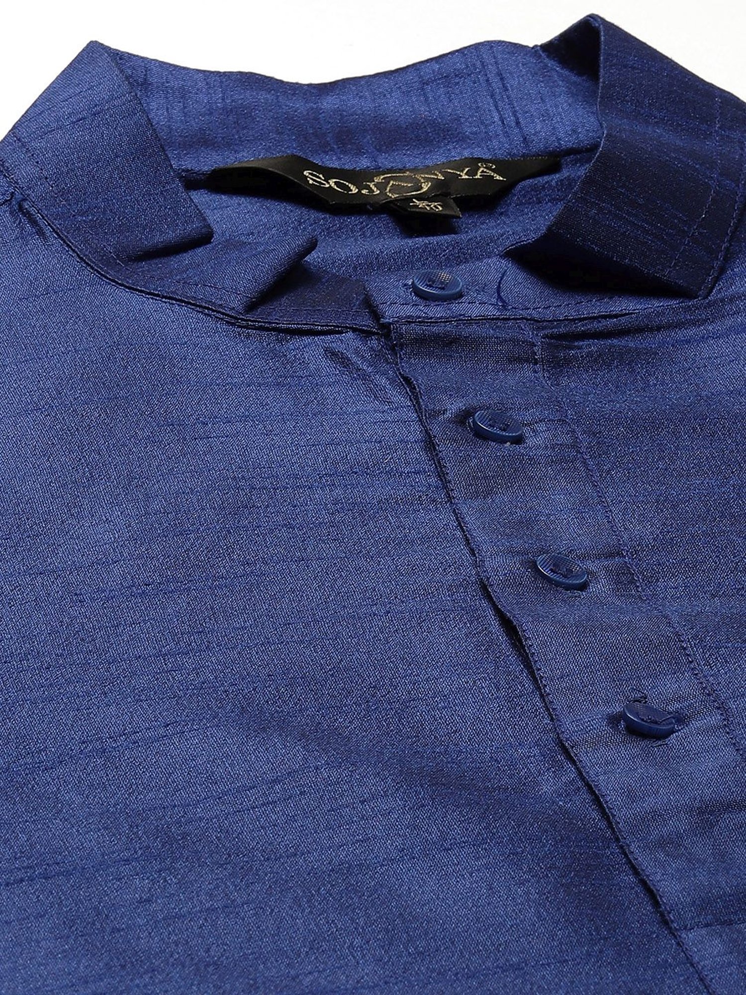 Sojanya Blue Regular Fit Printed Kurta Set With Jacket