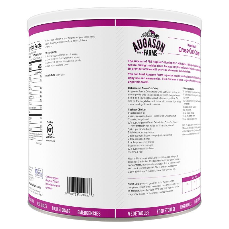 Augason Farms Gluten Free Dehydrated Cross Cut Celery - 18oz