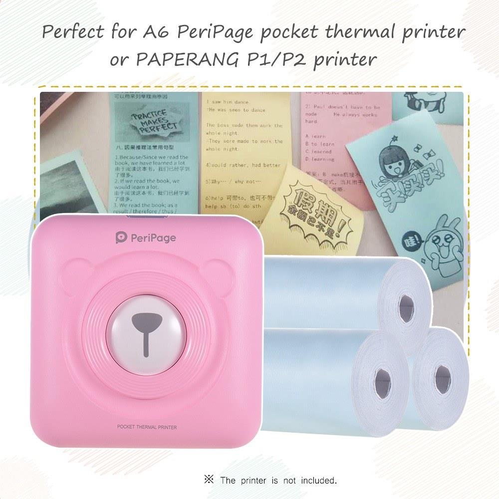 Color Thermal Paper Roll 57*30mm (2.17*1.18in) Bill Receipt Photo Paper Clear Printing for PeriPage A6 Pocket Thermal Printer for PAPERANG P1/P2 Mini Photo Printer, 3 Rolls
