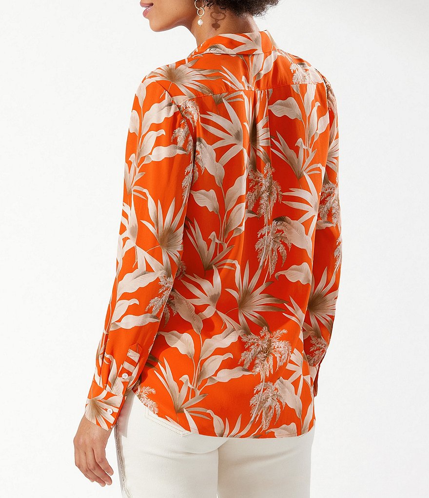 Tommy Hilfiger V-Neck Long Sleeve Printed Button Front Blouse