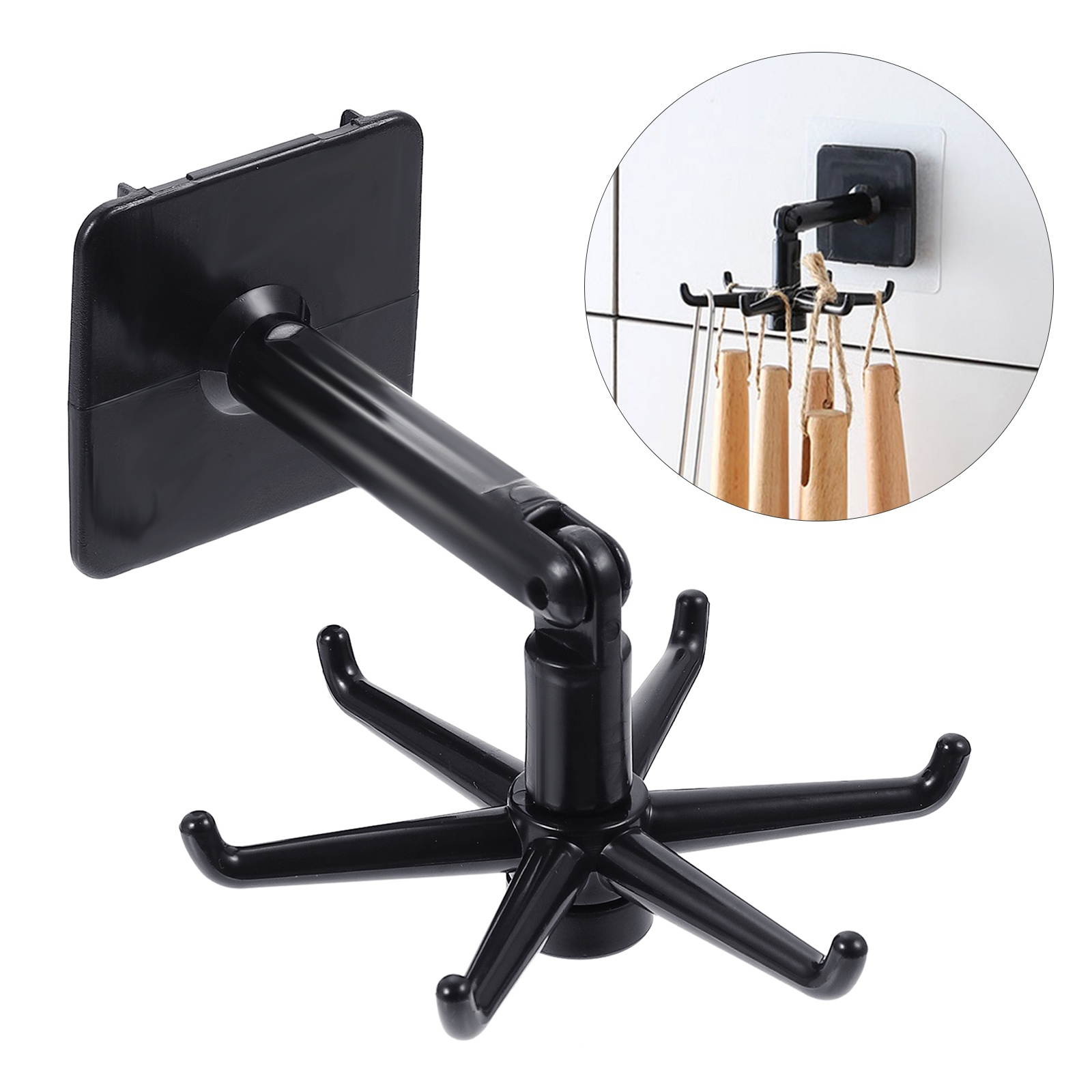 1 Set Strong Durable Smooth Punch-free Wall Hooks Bath Towel Hooks Rotating Hooks