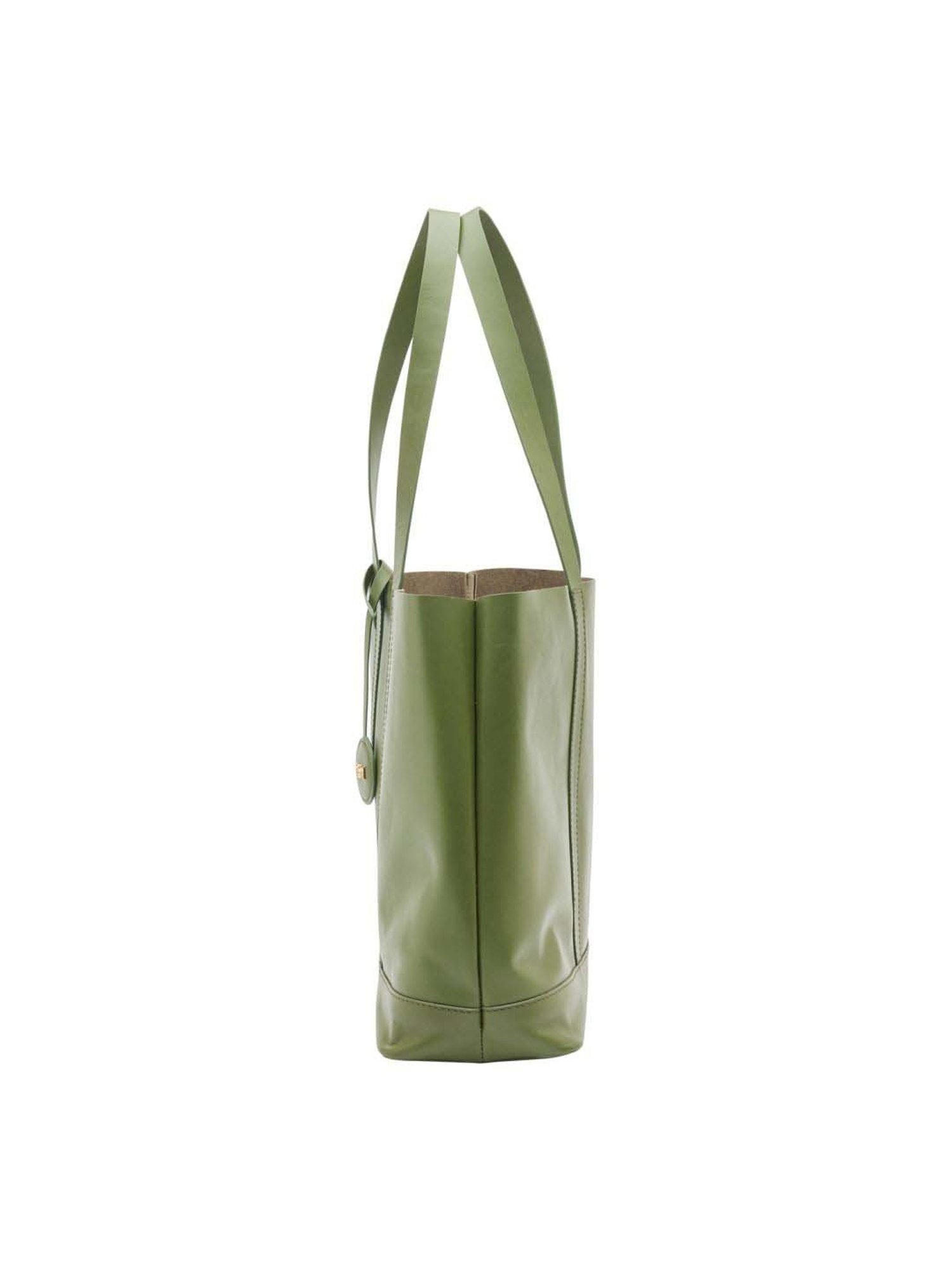 Tohl Down to Earth Green Solid Medium Tote Handbag with pouch