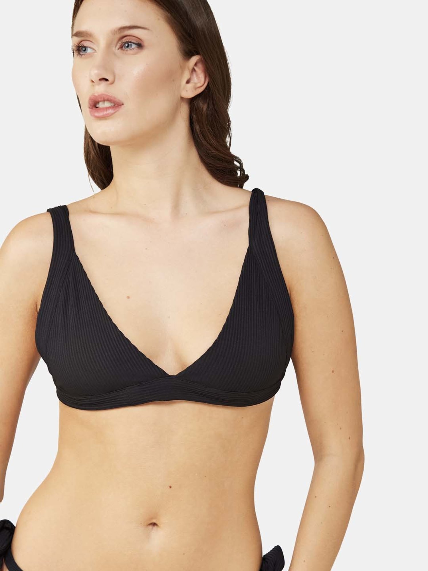 Secrets By ZeroKaata Black Plain Swimwear Bra Panty Set